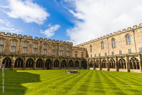 Cloisters and interior lawn of Durham Cathdral, UK photo