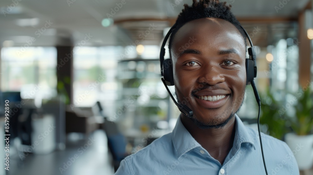 The smiling call center agent The smiling call center agent