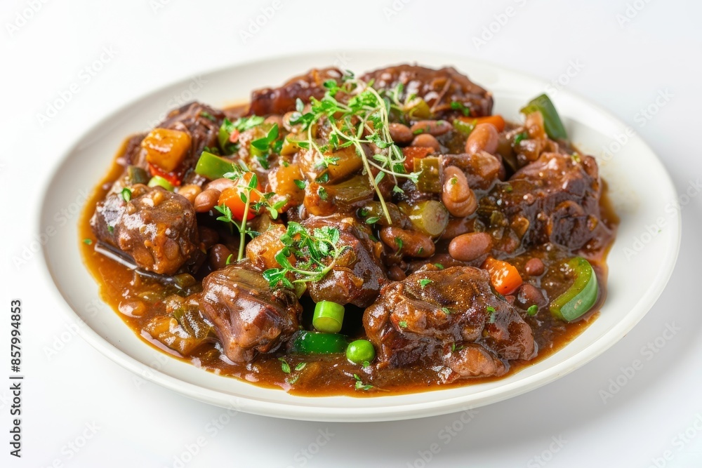 Delicious Caribbean Oxtail Dinner with Fresh Herbs and Butter Beans Delicious Caribbean Oxtail Dinner with Fresh Herbs and Butter Beans