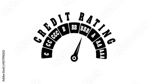 Credit Rating scale, black isolated silhouette