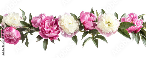 Row of Pink and White Peonies