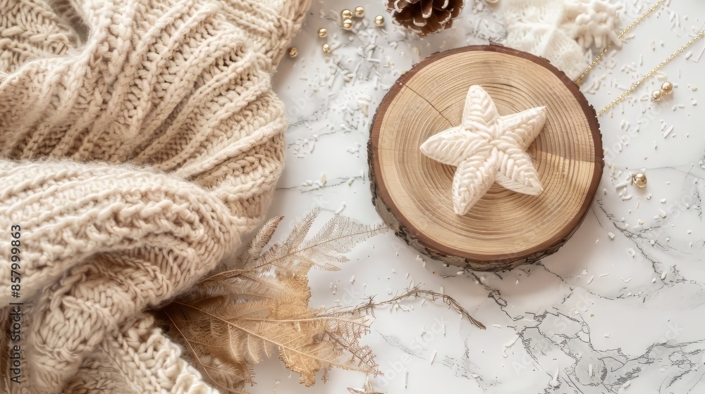 Mockup with a wooden bottom and Golden star Mockup with a wooden bottom and Golden star