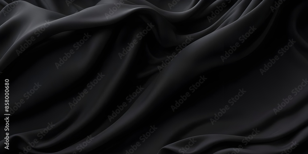Fototapeta premium Dark abstract background with flowing black fabric