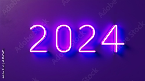 "2024" on an empty solid background with bright purple color, in a classic serif style. 32k, full ultra hd, high resolution