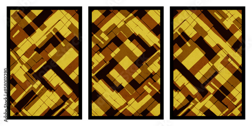 Set of 3 Abstract illustration in vintage style. For use in graphics, for wall decor. .