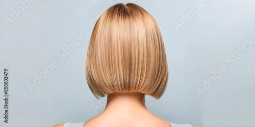 Blonde ombre balayage short bob haircut viewed from the back. Concept Blonde hair, Ombre balayage, Short bob haircut, View from the back