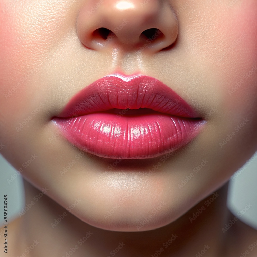 Naklejka premium child with lips, closeup ,realistic 