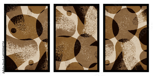 Set of 3 Abstract illustration in vintage style. For use in graphics, for wall decor. .