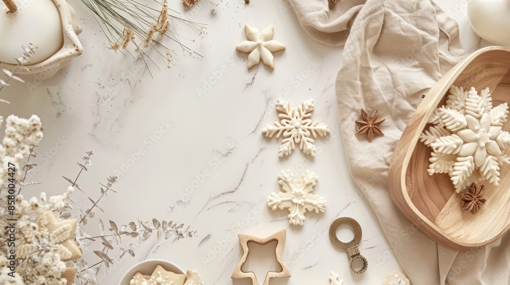 Festive cookie cutters on counter Festive cookie cutters on counter