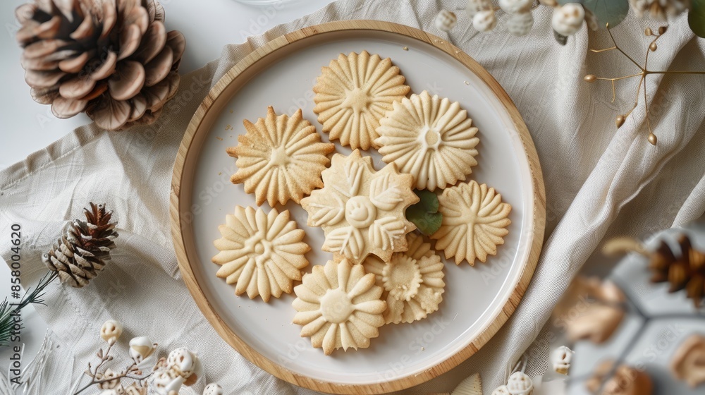 Cookies arranged on festive plate Cookies arranged on festive plate