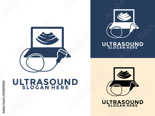Ultrasound diagnostics logo. Ultrasound pregnancy Logo icon vector template, Medical research