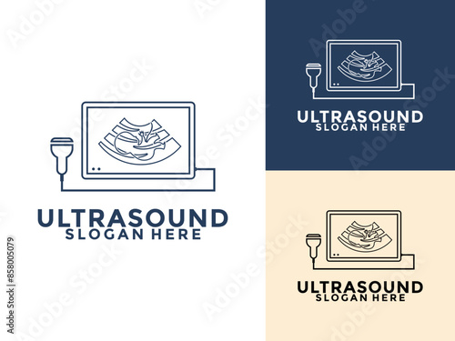 Ultrasound diagnostics logo. Ultrasound pregnancy Logo icon vector template, Medical research