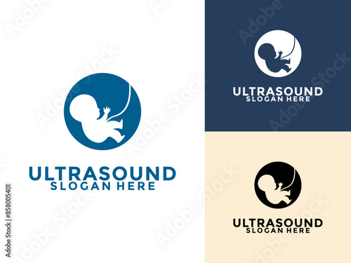 Ultrasound diagnostics logo. Ultrasound pregnancy Logo icon vector template, Medical research