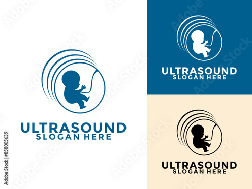 Ultrasound diagnostics logo. Ultrasound pregnancy Logo icon vector template, Medical research