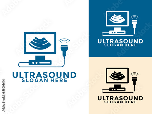Ultrasound diagnostics logo. Ultrasound pregnancy Logo icon vector template, Medical research