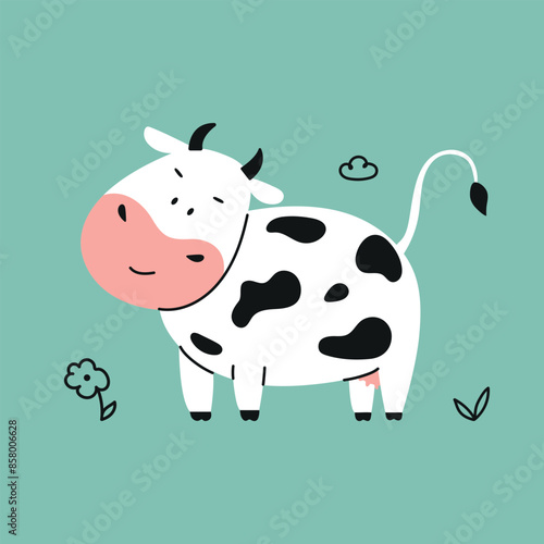 Cute cow animal vector illustration
