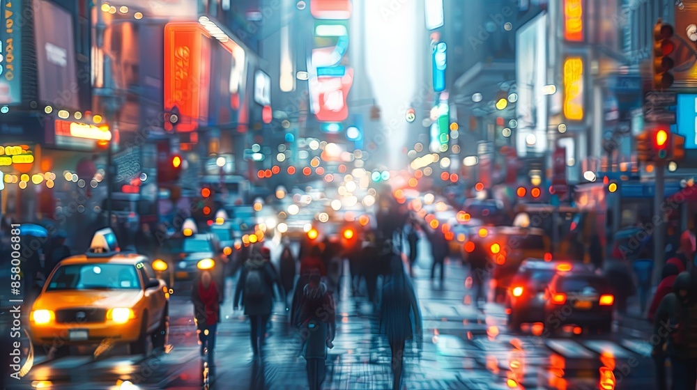 Brightly illuminated city street scene at night with pedestrians, taxis, and vibrant advertising lights, capturing the essence of night-time urban hustle and atmosphere. Brightly illuminated city street scene at night with pedestrians, taxis, and vibrant advertising lights, capturing the essence of night-time urban hustle and atmosphere.