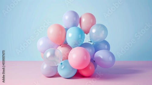 A playful bunch of balloons on a pastel background © Heinan Drawings