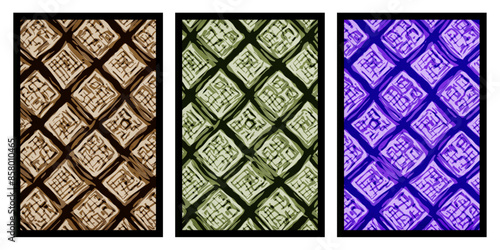Set of 3 Abstract illustration in vintage style. For use in graphics, for wall decor. .