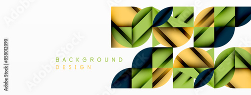 Circle, square and flower petal geometric background. Round shapes composition for wallpaper, banner, background or landing