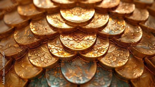 close up of gold coins