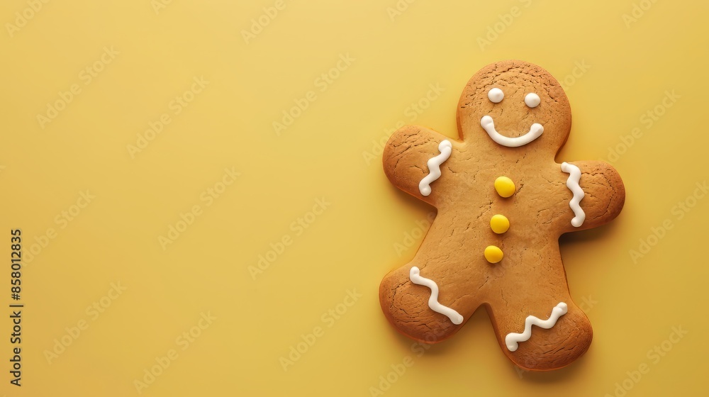 Gingerbread man, clean yellow background Gingerbread man, clean yellow background