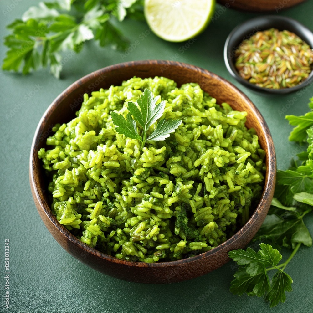 Indian cuisine food palak rice or spinach rice Indian cuisine food palak rice or spinach rice