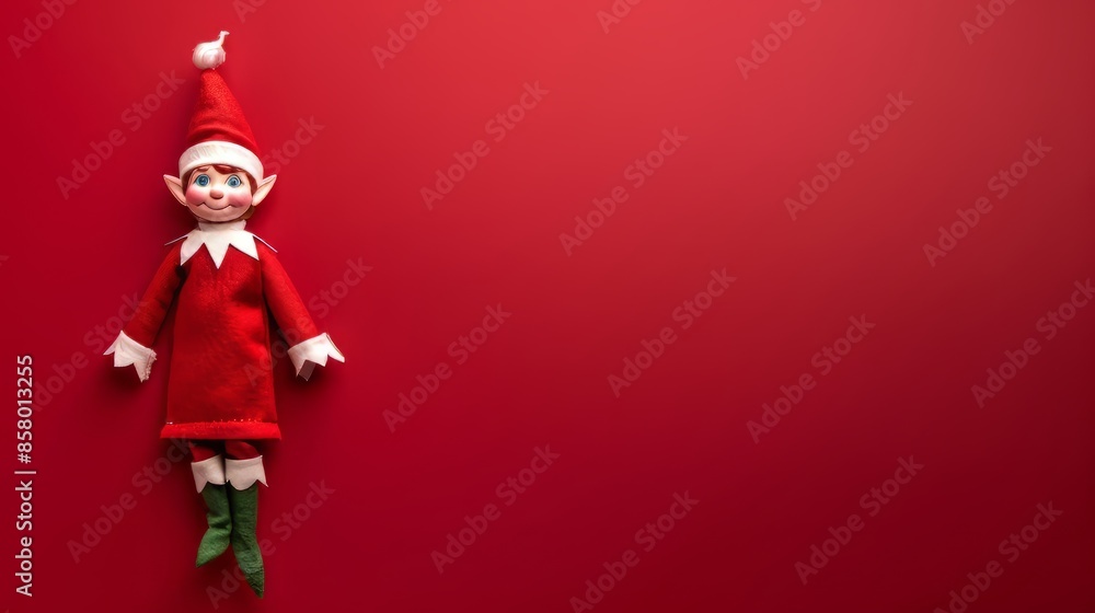 Elf figurine, on red background Elf figurine, on red background