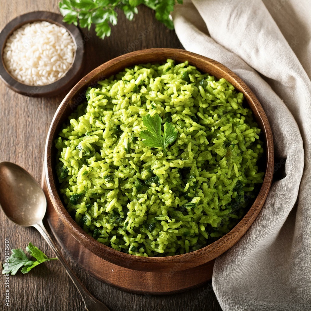 Indian cuisine food palak rice or spinach rice Indian cuisine food palak rice or spinach rice