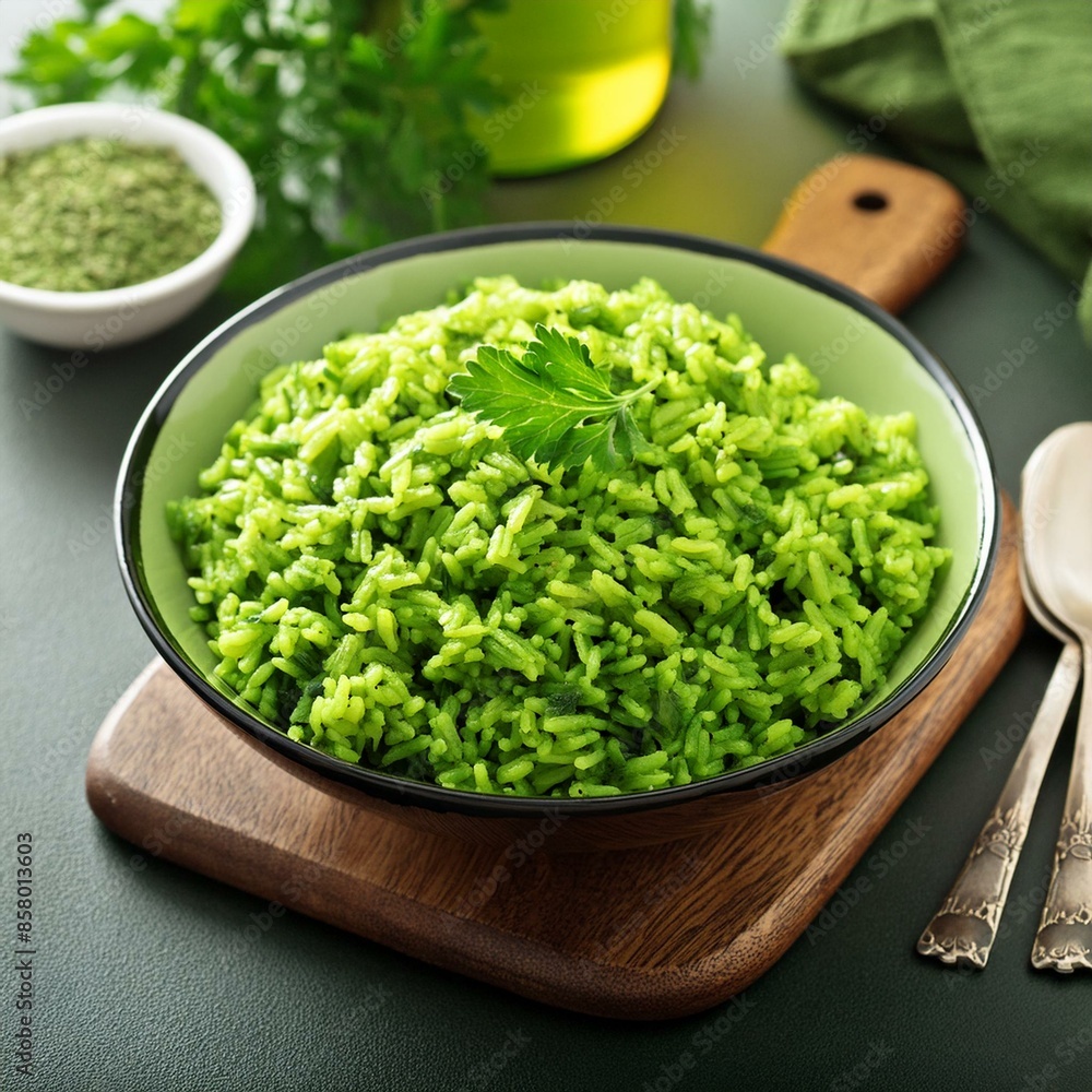 Indian cuisine food palak rice or spinach rice Indian cuisine food palak rice or spinach rice