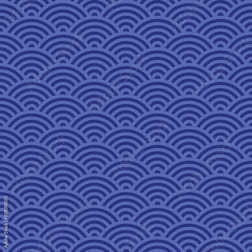 Blue Wave oriental seamless pattern background fabric and wallpaper 