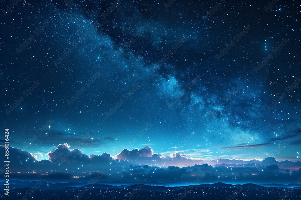 Night Sky With Clouds and Stars Over Mountains Night Sky With Clouds and Stars Over Mountains