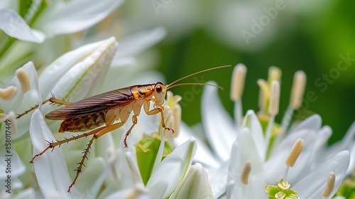 cockroach on ornithogalum flower