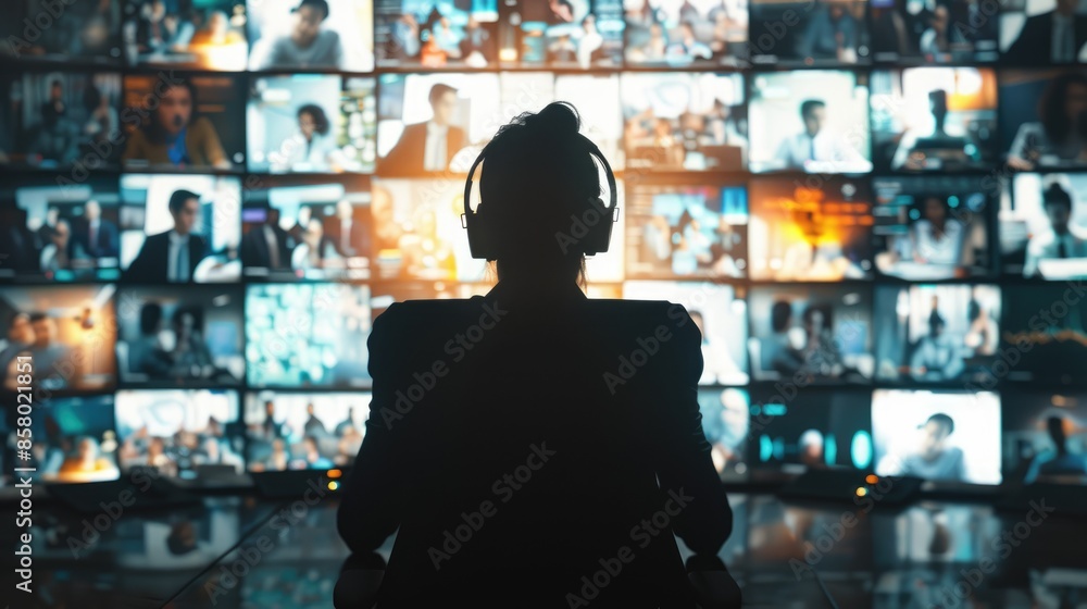 Global Collaboration in Business: Remote Worker Leading Conference Call with International Team, Geneartive Ai Global Collaboration in Business: Remote Worker Leading Conference Call with International Team, Geneartive Ai