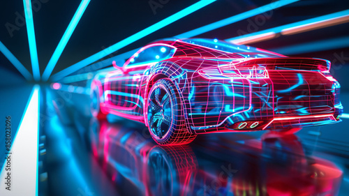 Technology chip circuit car holographic projection
