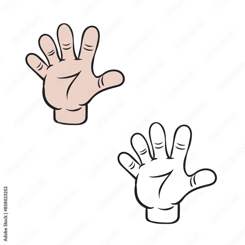 Opened palm of the hand icon, cartoon outline style. Drawing with line art style. Easy to edit. Vector illustration Opened palm of the hand icon, cartoon outline style. Drawing with line art style. Easy to edit. Vector illustration