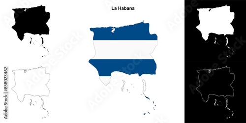 La Habana province outline map set