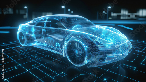 Technology chip circuit car holographic projection
