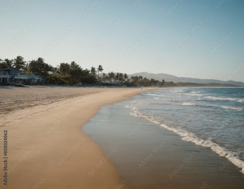 Una spiaggia caraibica illuminata dalla luce soffusa del primo mattino.
Una spiaggia caraibica illuminata dalla luce soffusa del primo mattino.