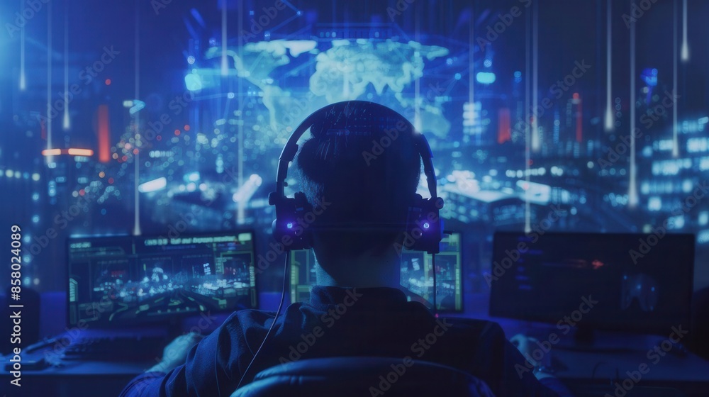 Virtual World: Online Gaming Community concept Virtual World: Online Gaming Community concept