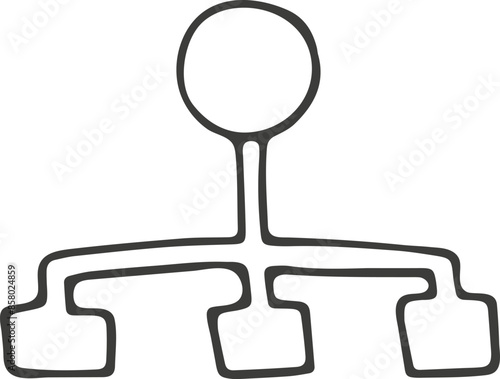 Hand drawn database icon. Vector illustration, doodle style.
