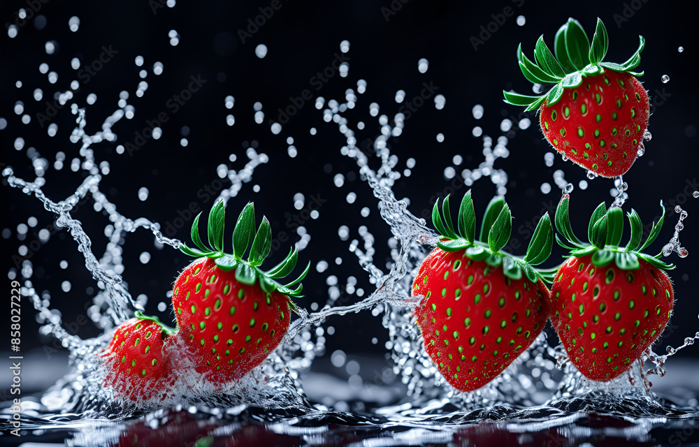 close-up photography of sliced strawberry, splash water close-up photography of sliced strawberry, splash water