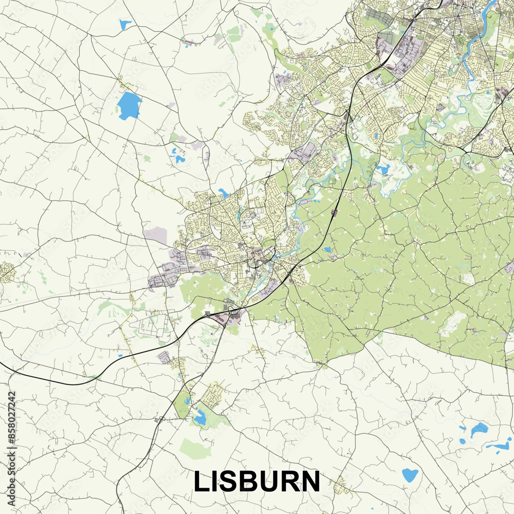 Fototapeta premium Lisburn, United Kingdom map poster art