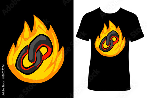 Fire t shirt design with chain for black t shirt 