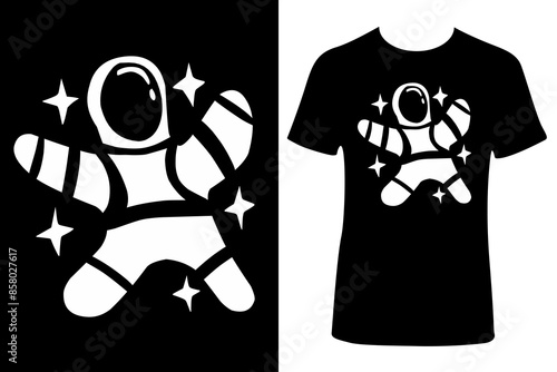 Astronout t shirt design with start for black t shirt 