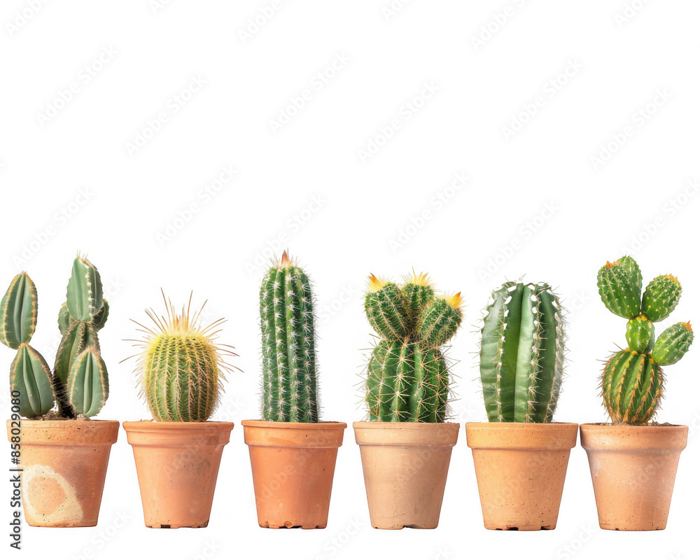 Fototapeta premium Assorted Cacti in Terracotta Pots