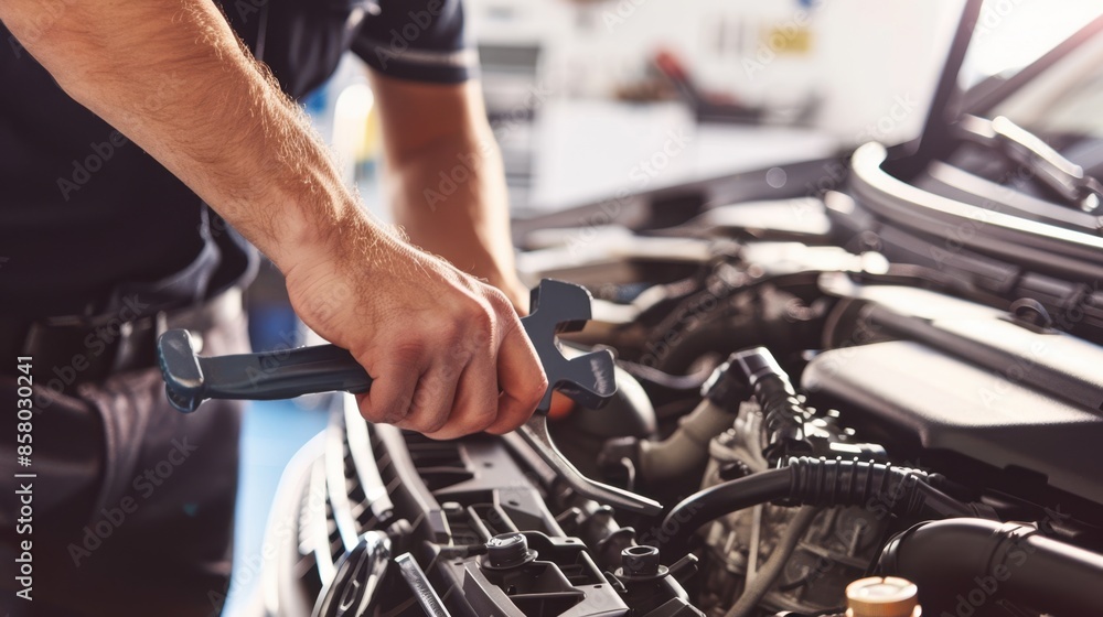 The mechanic fixing engine