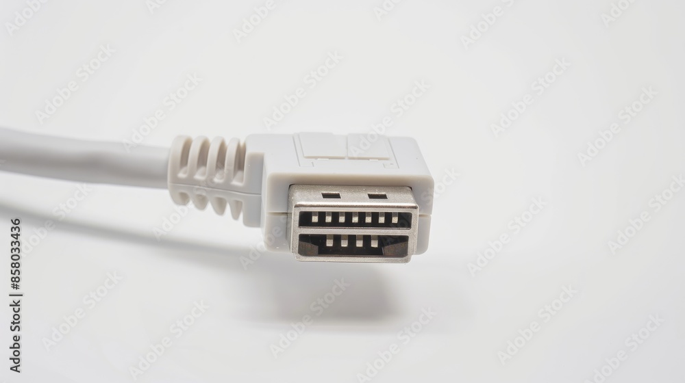 Ethernet cable connector closeup view on white background Ethernet cable connector closeup view on white background