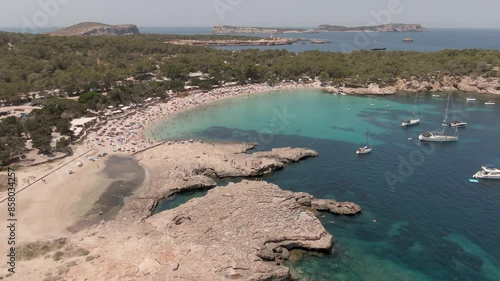 Cala Bassa beach in Ibiza with Drone