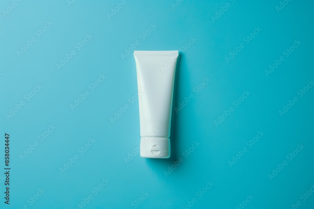Blank White Tube on Blue Background - Skin Care Product Mockup Blank White Tube on Blue Background - Skin Care Product Mockup